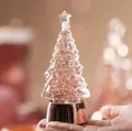 Miniature LED crystal Christmas tree with rose gold base and sparkling pink sand - Rose Gold Pink