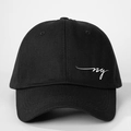Classic black cotton baseball cap with white NY embroidery in a stylish curved brim design - One Size / Black
