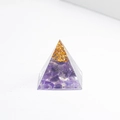 3cm Amethyst crystal pyramid with gold foil tip for energy healing desk decoration - Amethyst