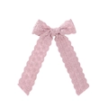 Pink floral lace bow hair clip with embroidered detailing and swallowtail streamers - Pink (8)