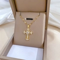 Gold (J433 Stainless Steel Chain Copper Micro-pave Pendant)