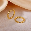 Minimalist round golden hoop earrings with a secure push-pull closure for women - Inner Diameter 16mm / Gold
