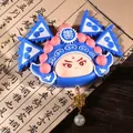 Cute capybara figurine with Peking Opera warrior costume and traditional flag detail - W1221-2 Opera Figure White Blue Flags