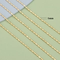 Λεπτομερής λήψη macro αλυσίδας 1mm με επίστρωση χρυσού 18K και ανάγλυφες χάντρες για κοσμήματα - Αλυσίδα με οβάλ χάντρες / 1mm (3 Μέτρα/Πακέτο) / Χρυσός 18K