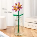 Purple and yellow building block flower bouquet in a glass vase for home decoration - Water Lily 260-33 / Bag Packaging
