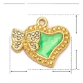 Detail specifications of green enamel heart bow pendant with rhinestone in stainless steel - Heart Bow Green(YE846-3)
