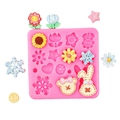 Molde de silicona rosa con flores y ositos para fondant y chocolate casero - 1# Rosa A68