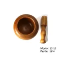 Solid wood mortar and pestle set with natural grain, size 12x12cm and 16x4cm - Extra Large (12*12cm)