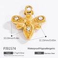 Gold bee pendant in stainless steel with white rhinestones and size dimensions - Small Bee(PJ91574)