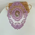 Elegant lilac lace placemat featuring classical oval floral embroidery on mesh fabric - Light Purple