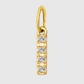 Gold plated vertical bar pendant inlaid with four sparkling zircons for DIY jewelry - Letter I