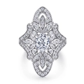925 silver oval zircon ring featuring a vintage lace floral design and micro-pave stones - US Size 6 / Lace Floral Oval Style (TL-442)