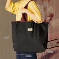 Eco-friendly black oxford shopping bag with red handles and 44x42x10cm large capacity - L Black