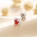 Silver dragon claw ear stud featuring a vibrant red opal stone with screw back closure - Jelly Red (A372-3)