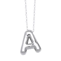 Balloon style letter A pendant necklace in silver finish with a delicate link chain - Letter A