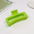 Detail view of large 13cm light green matte rectangle hair claw clip on white background - 13cm Extra Large Square Claw-Neon Green