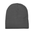 Detailed view of the fine knit texture and dark grey fabric on the brimless beanie cap - Dark Gray