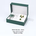 Green watch and jewelry set in luxury gift box with silver steel sport watch - Set Watch Gift Box / Green