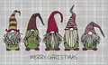 Detail of Christmas doormat showing five festive gnomes and Merry Christmas text - 40*60cm / Christmas Decor-Plaid Multi Gnomes