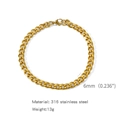 Gold 6mm 316L stainless steel Cuban link chain bracelet with lobster clasp for men and women - 6mm/18cm / Gold