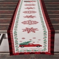 Christmas table runner with red buffalo plaid, vintage truck and Merry Christmas print - 33*183cm / Vintage Red Truck Christmas Plaid