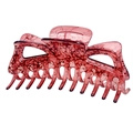 Pinza para el pelo roja transparente con textura de mármol en resina para mujer - Rojo Claro Rociado