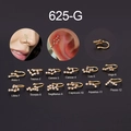 Detailed set of 12 zodiac clip-on nose rings in gold finish with sparkling zircon stones - Aries (1#) / Gold