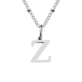 Silver titanium steel beaded necklace featuring a minimalist letter Z pendant - Letter Z / Silver