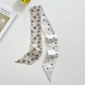 Elegant butterfly print twilly scarf with double-sided apricot and white floral design - Khaki Butterfly