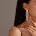 Eleganti orecchini lunghi a nappa con strass e cristalli AB luccicanti in argento - Orecchini lunghi con nappe in strass AB iridato (Argento)