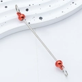 DIY beadable keychain bar in vibrant red finish with polished stainless steel balls - Orange Red