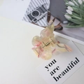 Translucent acetate butterfly hair claw clip with pink and yellow marble gradient texture - Pink Yellow