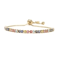 Adjustable gold evil eye bracelet with multi-color enamel charms and box chain - Colorful