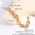 Pulsera de cadena de morro de cerdo en acero inoxidable con baño de oro de 18 quilates - Estilo Marinero Hombre Chapado Oro (NU07-8)