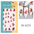 Winter 5D embossed nail stickers 5D-K278 featuring bullfinches, trees and snowflakes - 5D-K278