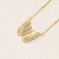 Luxury butterfly pendant necklace in gold finish with purple zircon stones - Zircon Butterfly
