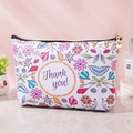 Large floral printed PU leather toiletry bag in white with colorful flower patterns - White Fresh Floral