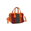 Striped canvas handbag in orange and red with golden hardware and detachable strap - Rainbow