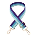 Tracolla regolabile arcobaleno a strisce viola con moschettoni in metallo dorato - Blu Chiaro + Fibbia Dorata