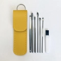 7-piece stainless steel earwax removal kit with a stylish yellow leather storage pouch - Yellow Leather Case / 7-Piece Set