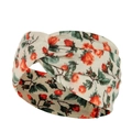 Detailed view of bohemian fabric headband with red rose pattern and cross-knot design - Red Rose Print (26)