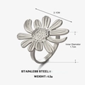 Anillo de girasol de acero inoxidable plateado con medidas de diámetro interior 1,7cm - Girasol (Color Acero) / Color Acero