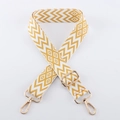 Adjustable wide fabric strap for crossbody bags with yellow geometric wave pattern - Light Gold Buckle / Yellow