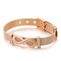 Rose gold mesh watchband bracelet with infinity symbol and sparkling crystals - Plain Infinity Style (KB117328-KFC)