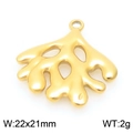 Golden stainless steel coral pendant charm, sea-inspired DIY jewelry accessory, 22x21mm - Gold Coral (KLJ9977-Z)
