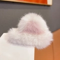 White fluffy faux fur cat ear hair clip with pink gradient inner detail for women and girls - 8973A White Cat Ear Hair Clip
