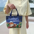 Mini Canvas Tote Bag Tiger Print Cute Handbag Casual Summer Commuting Lunch Bag Blue - Summer Wind Tiger