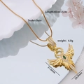 Collana ala di fenice oro 18K con zirconi verdi e catena a serpente da 45cm regolabile - Fenice dorata con zirconia verde