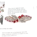 Silberne Haarklammer mit glitzernden rosa und roten Strasssteinen auf Magazin - Waldblume Rot