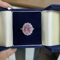 Elegante S925 zilveren ring met roze ovale edelsteen in een blauw fluwelen doos - US 5 / Roze Diamant